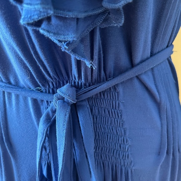 [10]VTG Together Blue Ruffled V-Neck Tiered Midi Dress - Picture 4 of 16